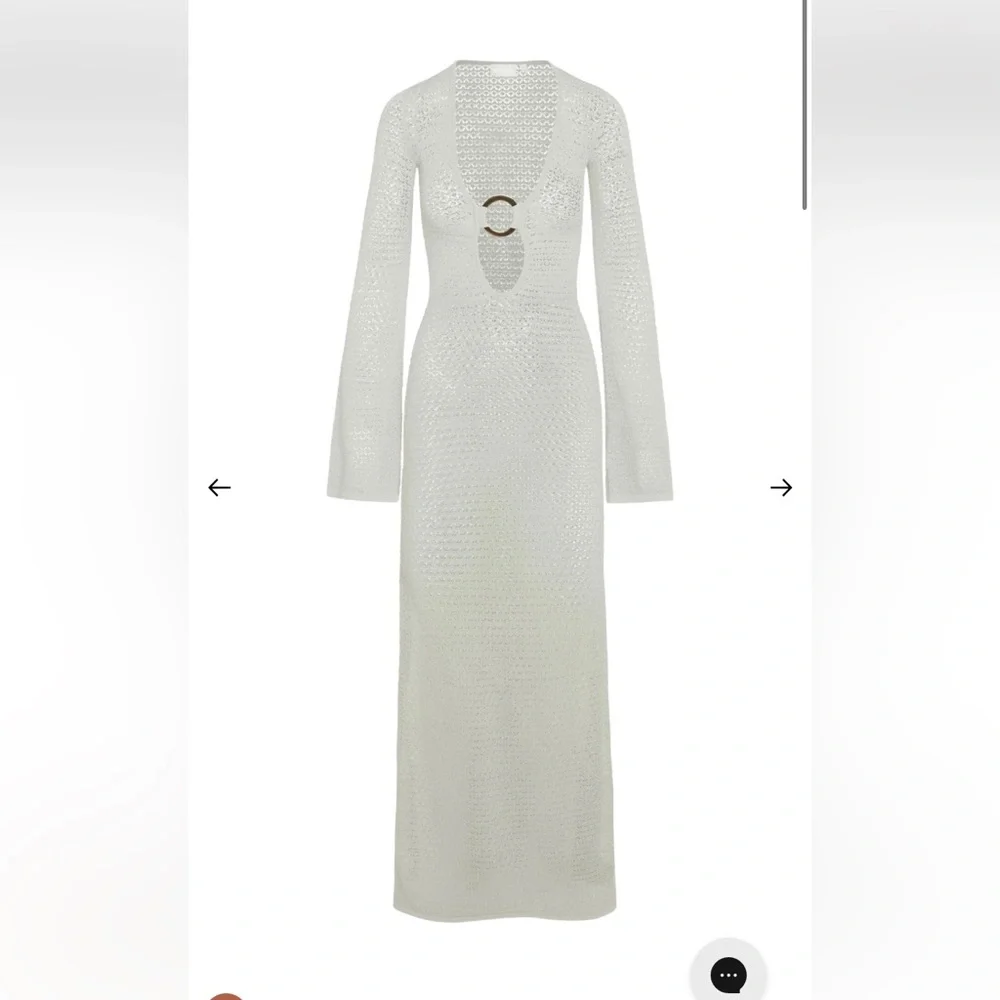Monday Swimwear Cream Knit Maxi Coverup with Front Ring Keyhole
